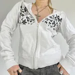 Women's Street Retro Style Hu Die Printed Zipper Sweater, a fashionable and comfortable zip-up hoodie perfect for everyd — photo 6