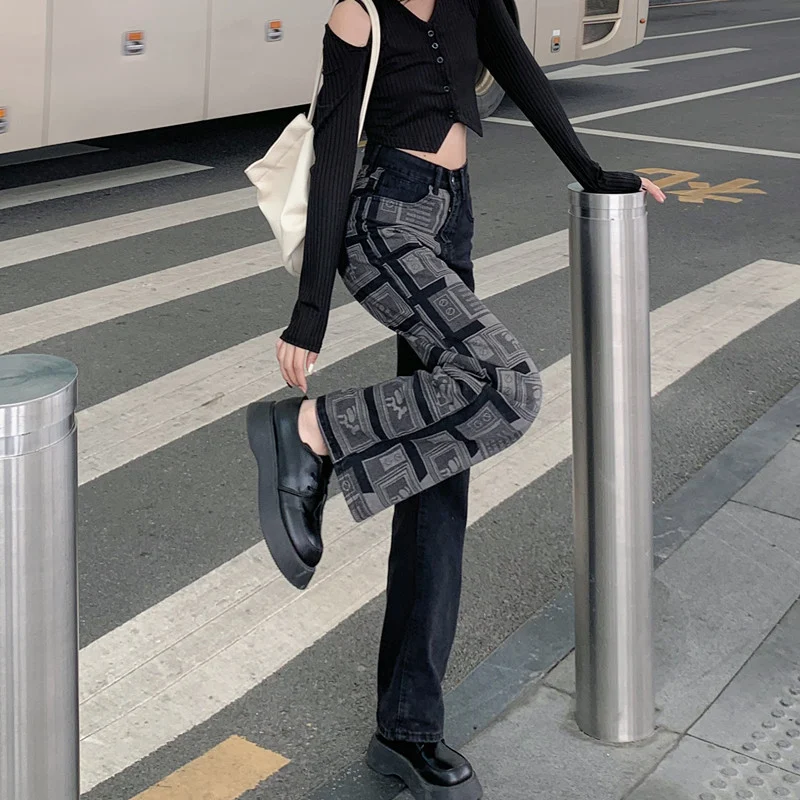 Pantalones Anchos Rectos Retro Vibe Style Patchwork para un look moderno y cómodo. Perfectos para cualquier ocasión, estilo único. — foto 7