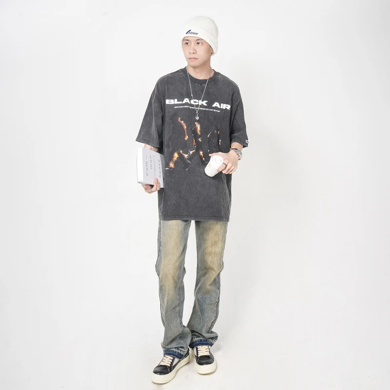 Title 3, American Retro High Street Yellow Mud Jeans Men...