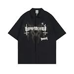 Camisa masculina solta com estampa cruzada de moda de verão Conforto e estilo para o calor. Leve, respirável e ideal para um visual casual e moderno nos dias quentes. — foto 8