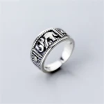 Anel de elefante vintage em prata tailandesa, design desgastado, feminino, simples e com abertura, acessório elegante — foto 3