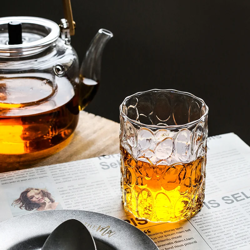 European style simple gilt rim glass thick embossed home whiskey glass. Transparent foreign wine glass, perfect for enjo — photo 6