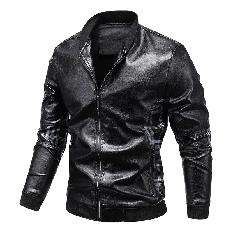 Men's Solid Color Leather Jacket Casual Fashion, a stylish and comfortable outerwear essential for everyday wear. Timele — photo 4