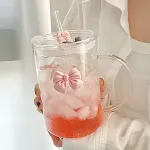 1000ML Cup Lid Butterfly Straw