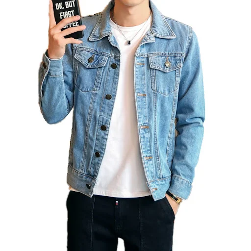 Title 5, Spring and Autumn Denim Jacket Male Couple Moto...