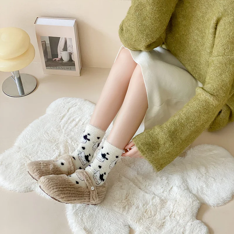 Women's Fashion Mink Fur Cute Warm Mid-calf Length Socks. Luxurious comfort and style for cold weather, keeping your fee — photo 6