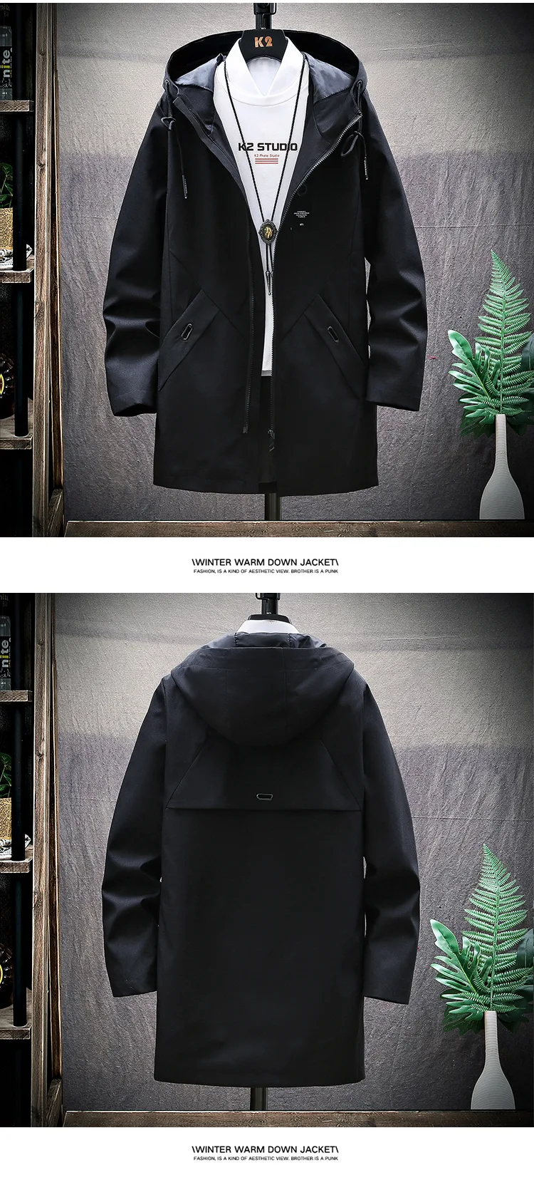 Title 9, Mid-length casual fashion loose hooded cardigan...