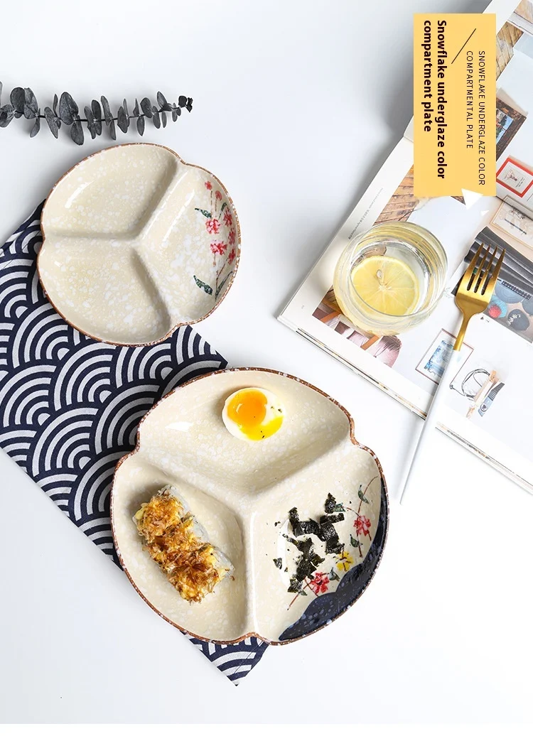 Title 1, Ceramic Three-grid Breakfast Salad Dish Tablewa...