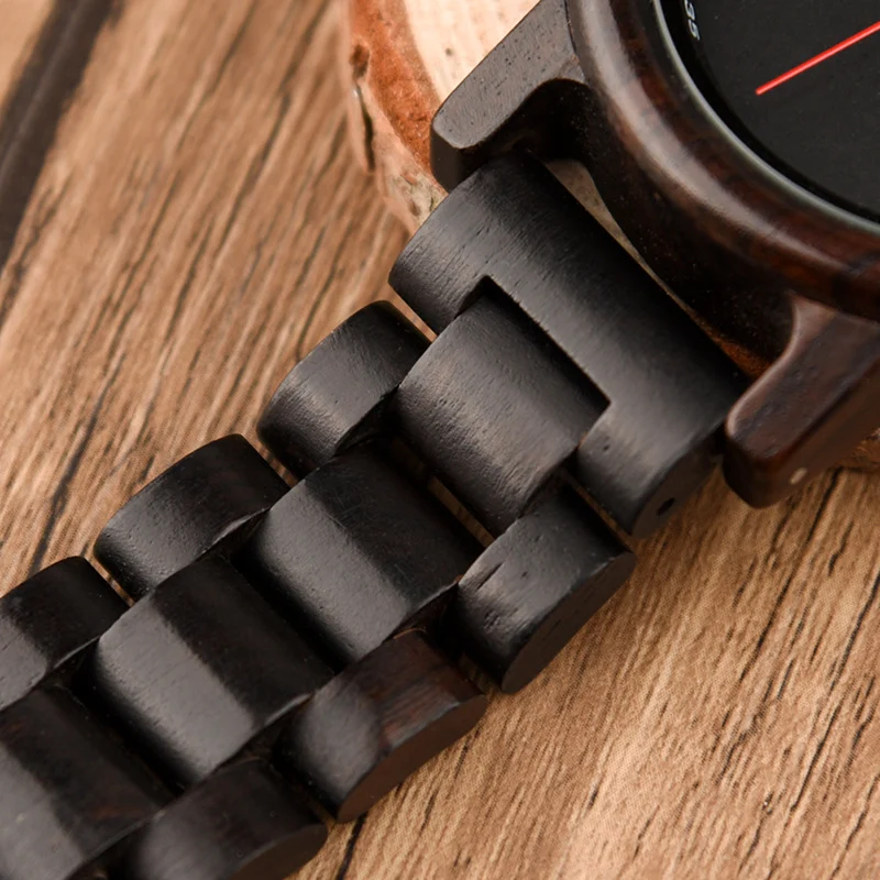 Relógio masculino de madeira ébano Sofisticação e estilo em cada detalhe. Design elegante, durabilidade e um toque de natureza no seu pulso. — foto 3