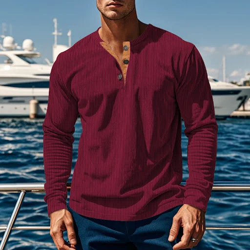 Title 26, Mens four-button corduroy slim-fit top. Experi...