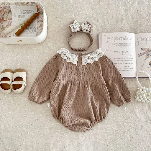Title 18, Tutina Neonato Waffle Grace con Colletto – Morb...