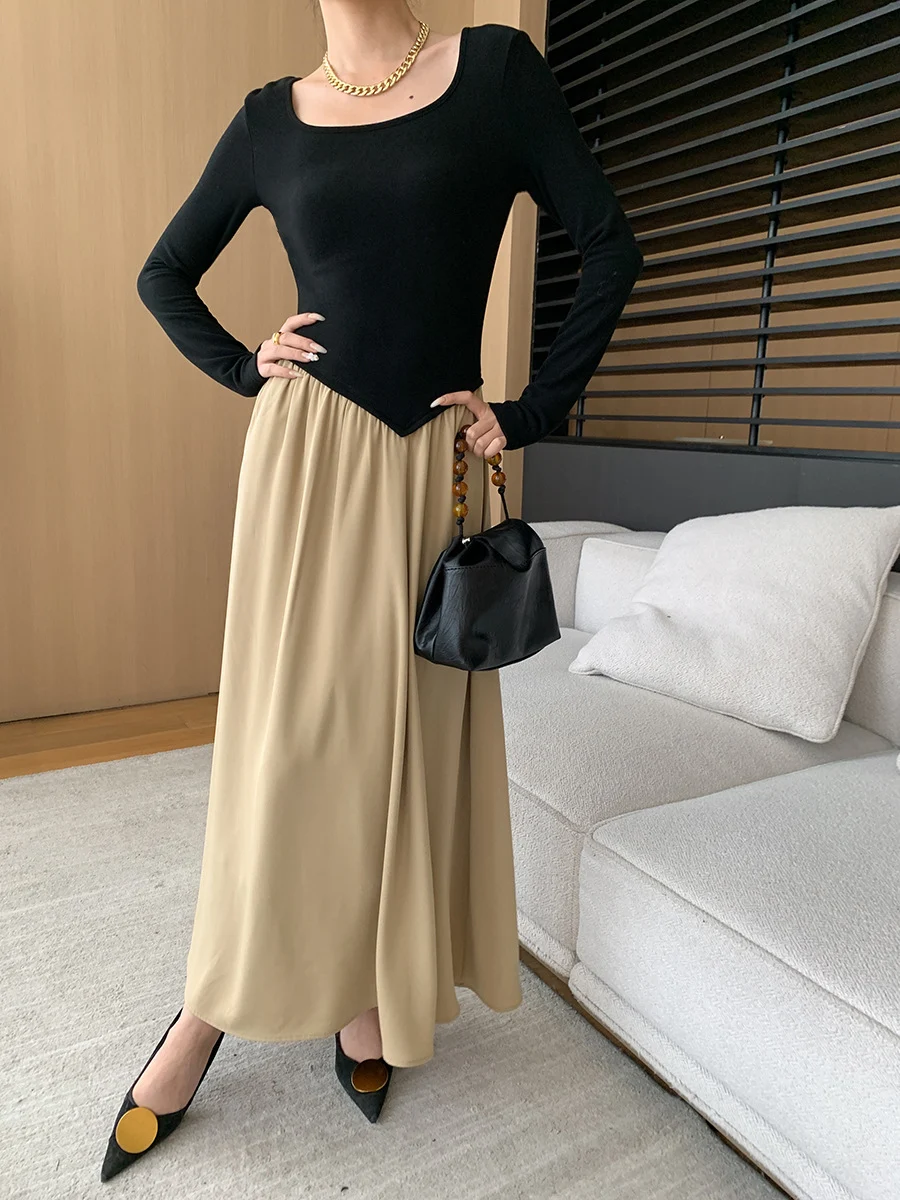 Title 11, Womens Fashion Square Collar Brushed Dress
