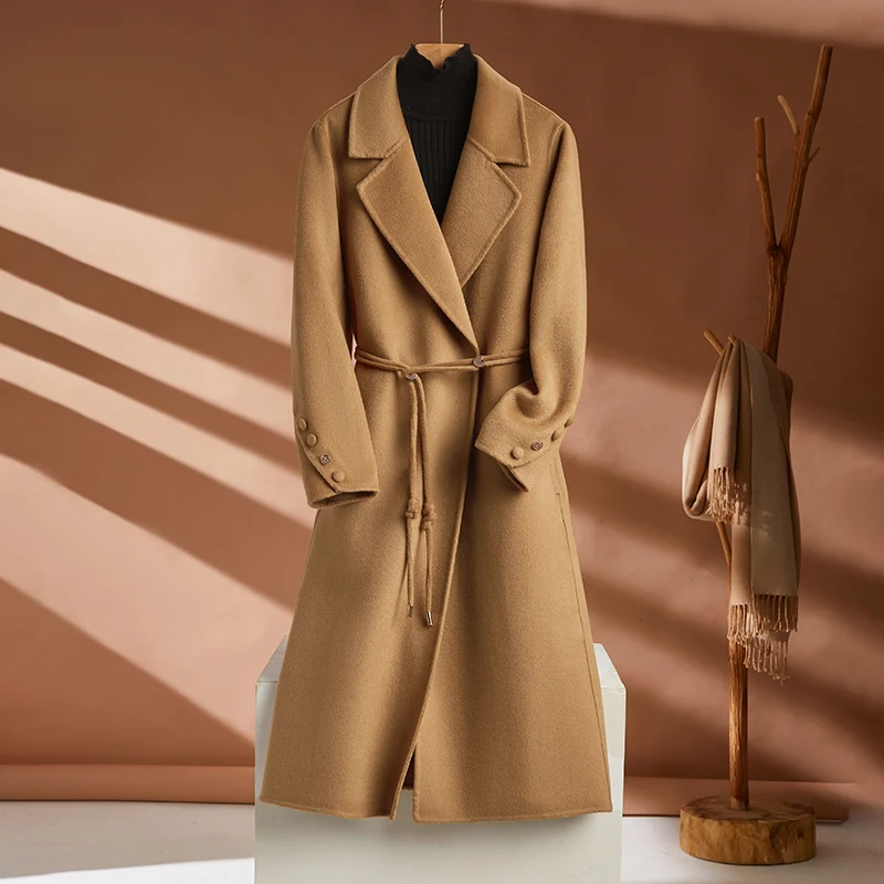 Autumn And Winter New Long Suit Collar Cashmere Coat For Women. Experience luxurious warmth and style in this elegant, l — photo 11