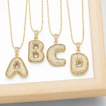 Colar com pingente de 26 letras de zircônia micro incrustada em cobre, corrente de clavícula, joia de presente de aniversário feminino. — foto 83