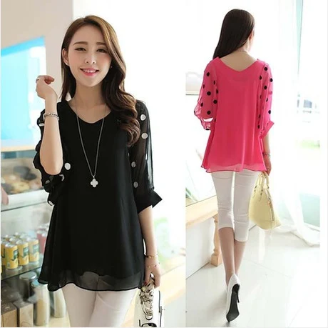 Korean Style Women's Plus Size Chiffon Shirt Top, a flattering and stylish choice for comfort and elegance, perfect for — photo 3