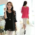 Korean Style Women's Plus Size Chiffon Shirt Top, a flattering and stylish choice for comfort and elegance, perfect for — photo 3