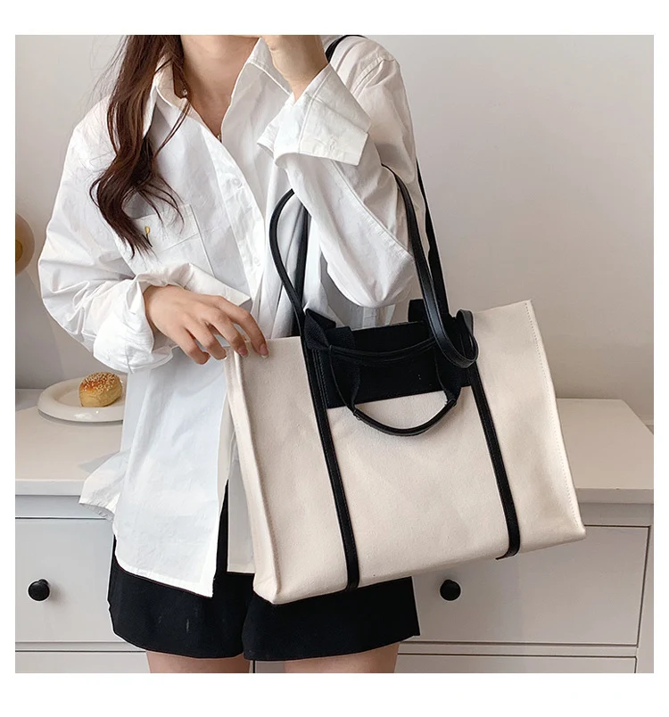 Title 9, New Shopping Simple Canvas Shoulder Bag, a ligh...