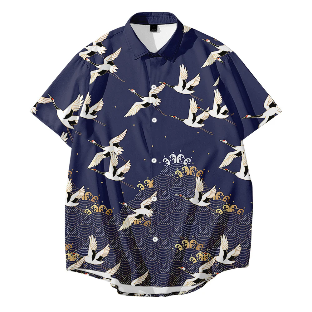 Jaqueta Kimono Bebovizix Japonês Estilo Chinês Guindaste Harajuku. Roupa de Verão Unissex Streetwear. Leve e confortável para o verão. — foto 1