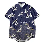 Jaqueta Kimono Bebovizix Japonês Estilo Chinês Guindaste Harajuku. Roupa de Verão Unissex Streetwear. Leve e confortável para o verão. — foto 1
