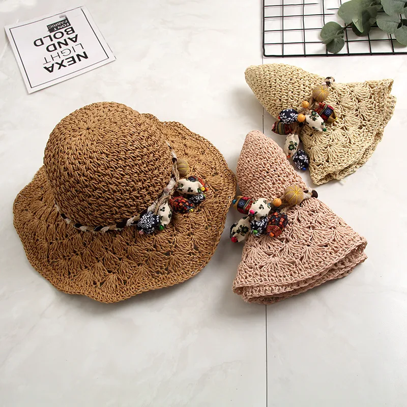 Title 1, New Crochet Straw Hat Hollow Scalloped Sunshade