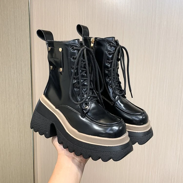 Title 3, Botas de plataforma casuales de cuero suave par...