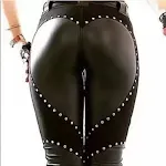New Women's Riveted PU Leather Pants Solid Casual. Get the perfect blend of style and comfort with these versatile and c — photo 3
