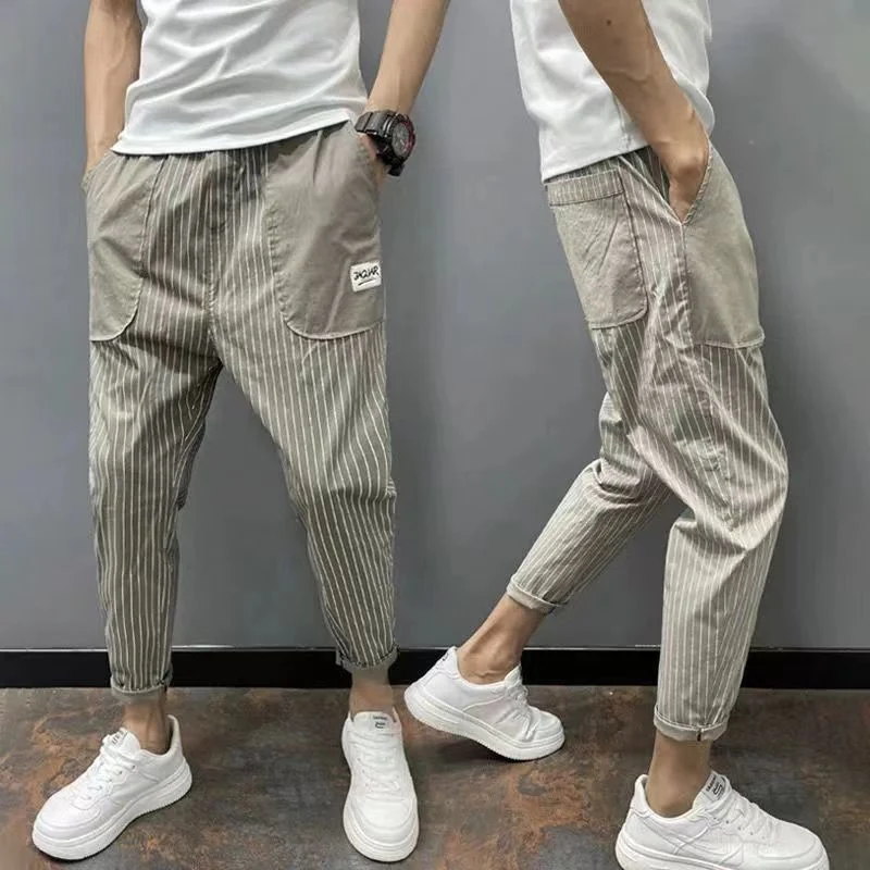 Title 1, Korean Style Vertical Striped Harem Pants. Expe...