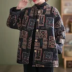 Ethnic Style Vintage Printed Quilted Stand Collar Jacket Winter Thick Cotton Coat for warmth, comfort and stylish winter — photo 7