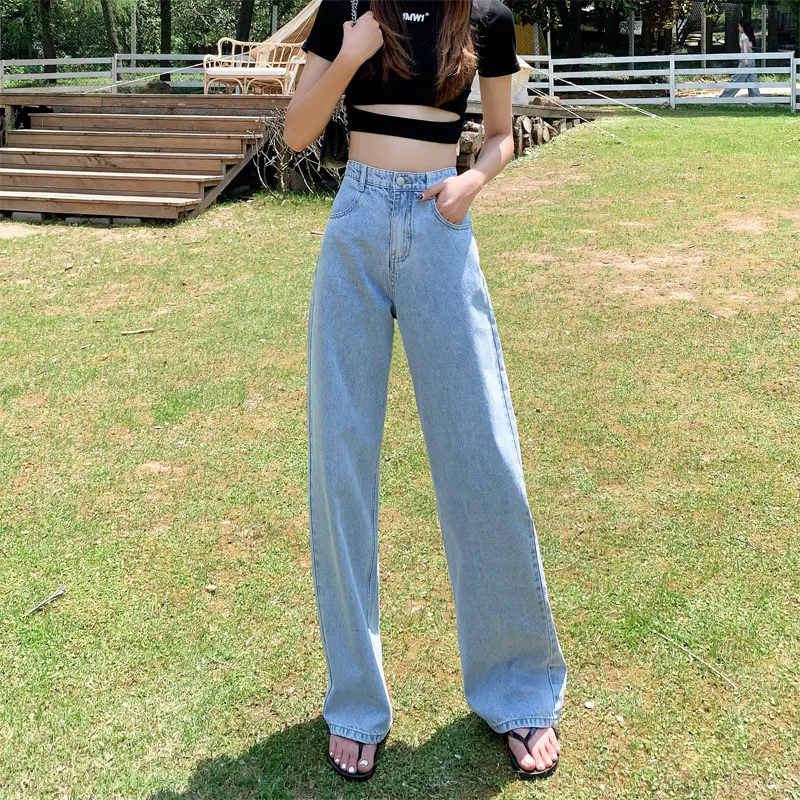 Dames wide-leg jeans in lichte kleur, voor een casual en comfortabele look. Perfect voor dagelijks gebruik en een relaxte uitstraling. — foto 13