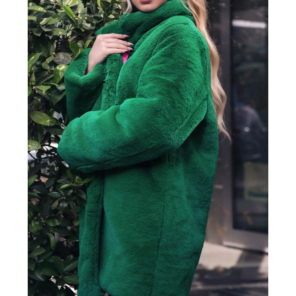 Title 4, Womens Stand-up Collar Winter Faux Fur Coat Mi...