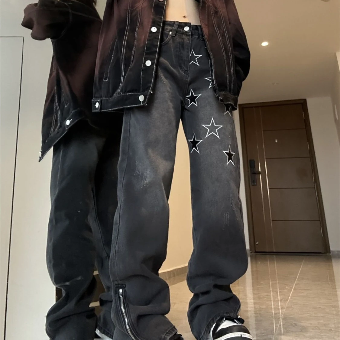 Women's Fashion Star Embroidery Straight Jeans. Comfortable and stylish jeans for everyday wear. A perfect blend of fash — photo 3