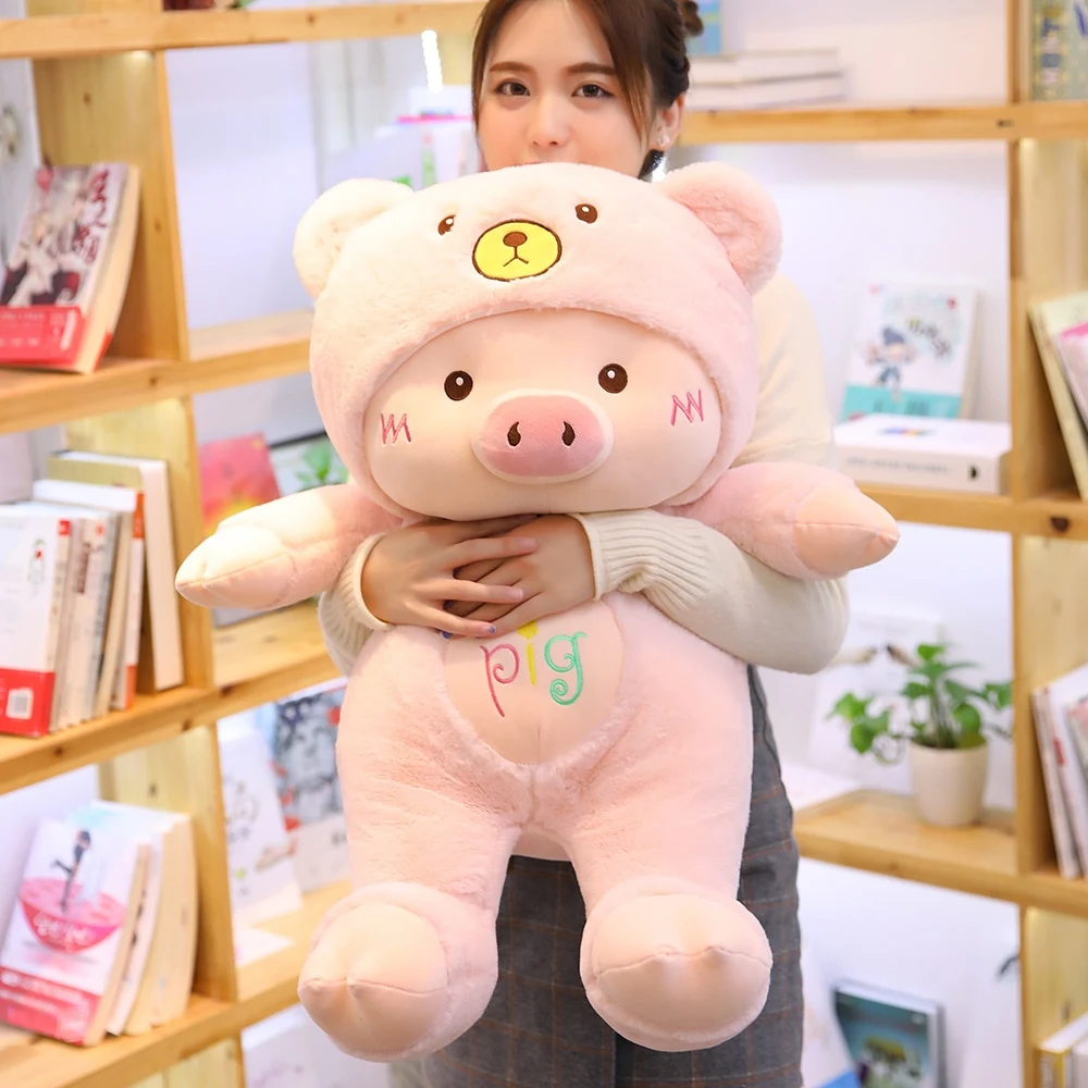 Cartoon Doll Plush Teddy Bear Hat Pig Doll Soft and cuddly plush toy, perfect for playtime and snuggles, makes a great g — photo 5