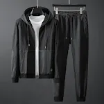 Erkek Spor ve Eğlence Takımı, Esnek, Slim Fit, Kapüşonlu, Moda İki Parçalı Takım, hem spor hem de günlük kullanım için idealdir. — Fotoğraf 17