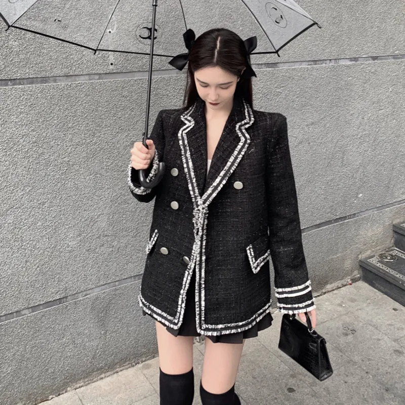 Women's Woolen Coat Autumn and Winter New Korean Style Contrast Color Small and Loose. Stay warm and stylish in this coz — photo 3