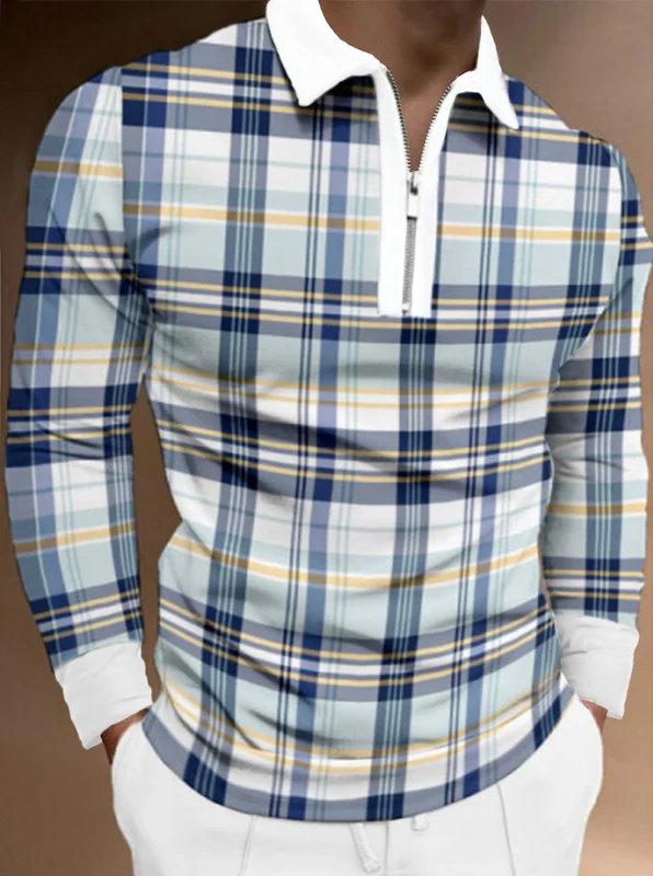 Title 2, Camiseta Polo Manga Longa com Zíper Masculina E...