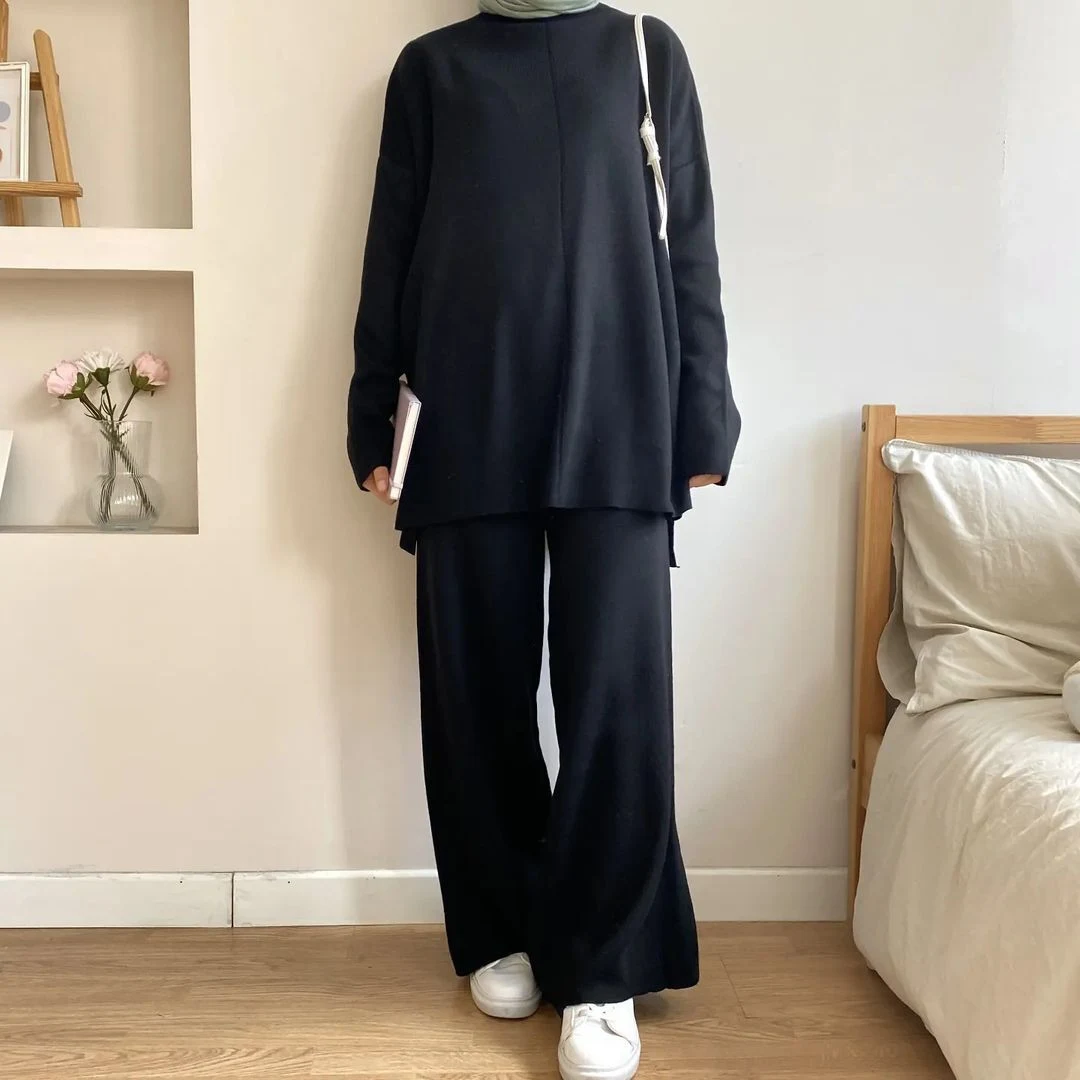 Title 3, Womens Casual Woolen Sweater Wide-leg Trousers...