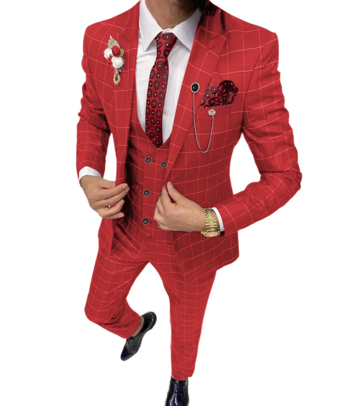 Men's Simple Versatile Lattice Suit Three-piece Suit. Offers a sophisticated look, perfect for various occasions, combin — photo 12