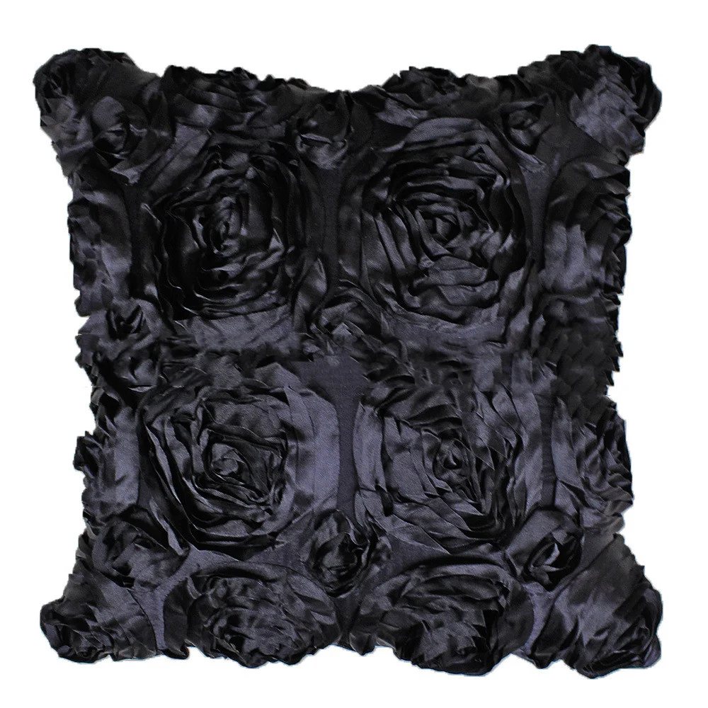 Capa de almofada com bordado de rosas de cetim para casa, macia e elegante, perfeita para sofás e camas, ideal para decorar. — foto 7