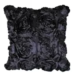Capa de almofada com bordado de rosas de cetim para casa, macia e elegante, perfeita para sofás e camas, ideal para decorar. — foto 7