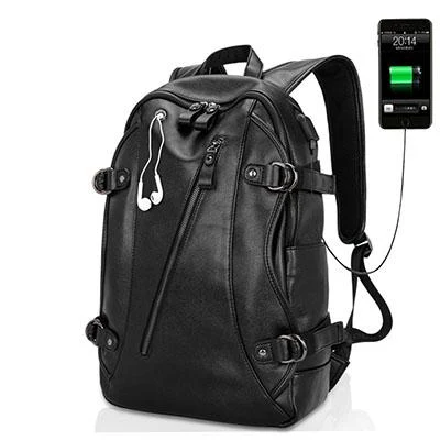 Mochilas de couro com carregamento USB. Carregue seus dispositivos com praticidade e estilo. Perfeitas para trabalho, viagens e uso diário. — foto 1