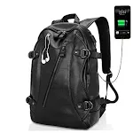 Mochilas de couro com carregamento USB. Carregue seus dispositivos com praticidade e estilo. Perfeitas para trabalho, viagens e uso diário. — foto 1