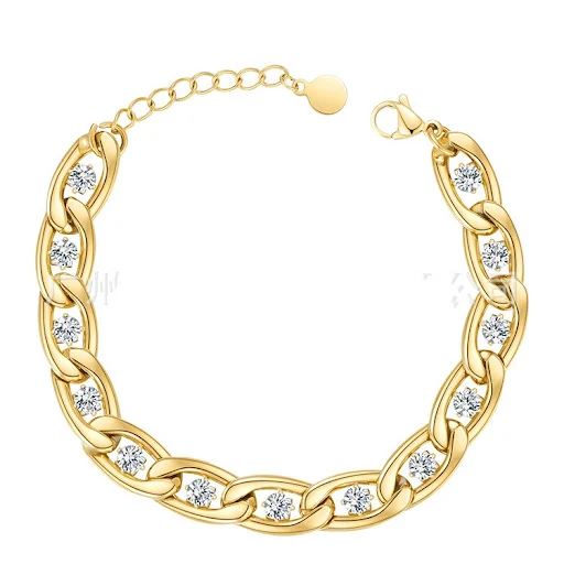 Title 1, Pulseira de aço titânio com strass e textura me...