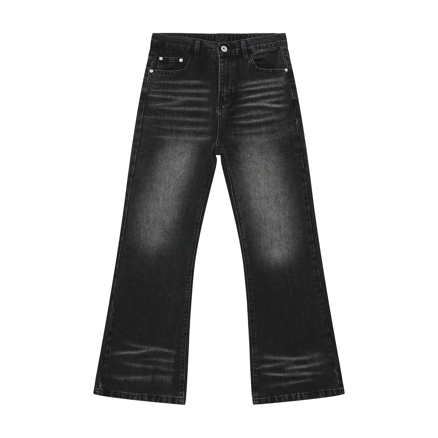 Men's loose worn-look washed-out slightly flared jeans. Comfortable and stylish for everyday wear, offering a relaxed an — photo 16