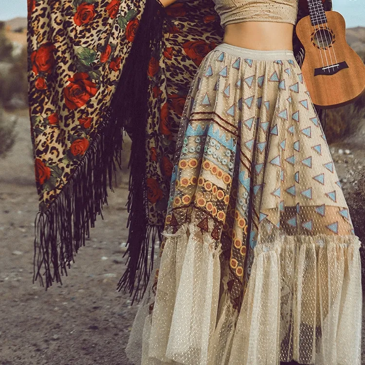 Women's Holiday Bohemian Mesh Irregular Skirt. Unique design, comfortable and breathable. Perfect for a boho-chic summer — photo 1