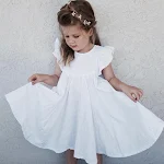 Vestido casual de algodão e cânhamo com mangas esvoaçantes e renda, perfeito para conforto e estilo descontraído. Ideal para o dia a dia com leveza. — foto 12