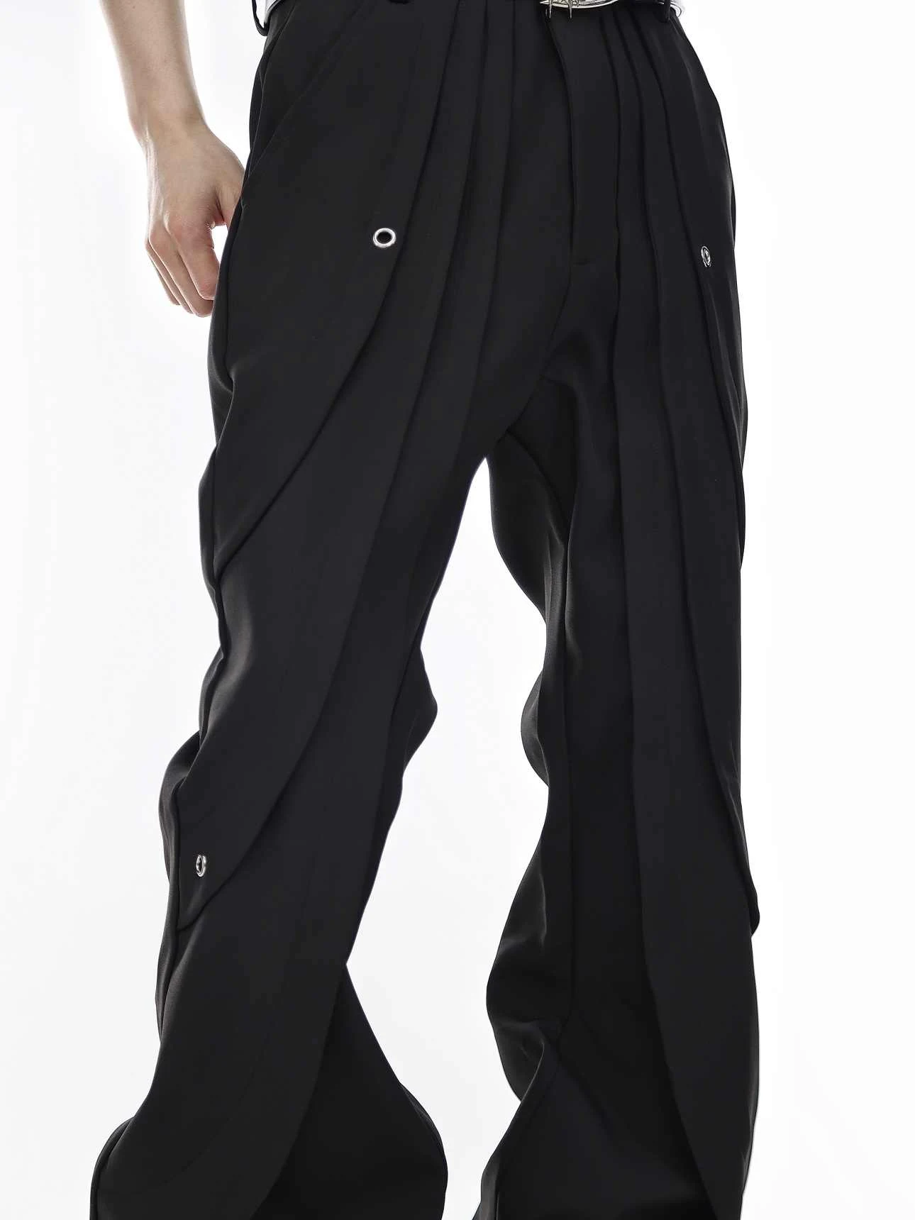 Title 6, Split Deconstruction Fitted Boot-cut Suit Pants...