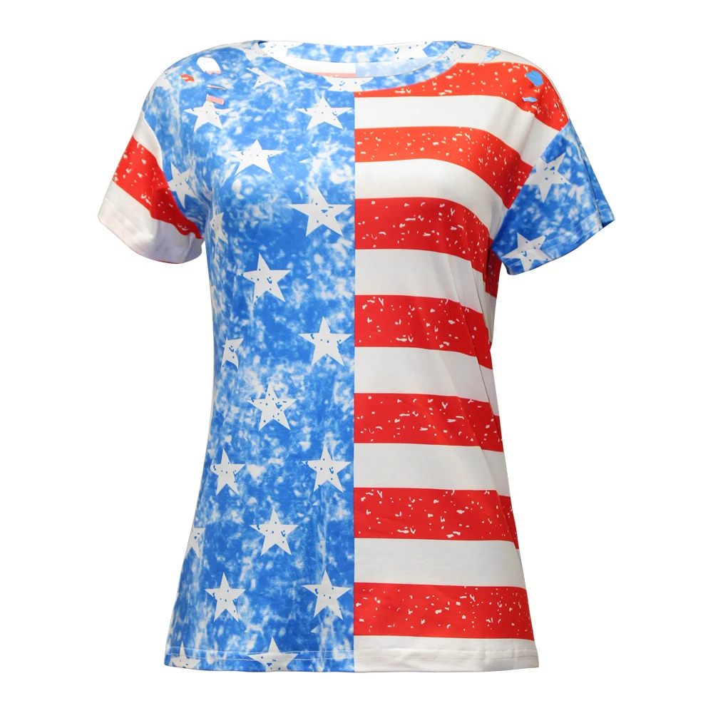 Title 7, T-shirt casual da donna a maniche corte con gir...