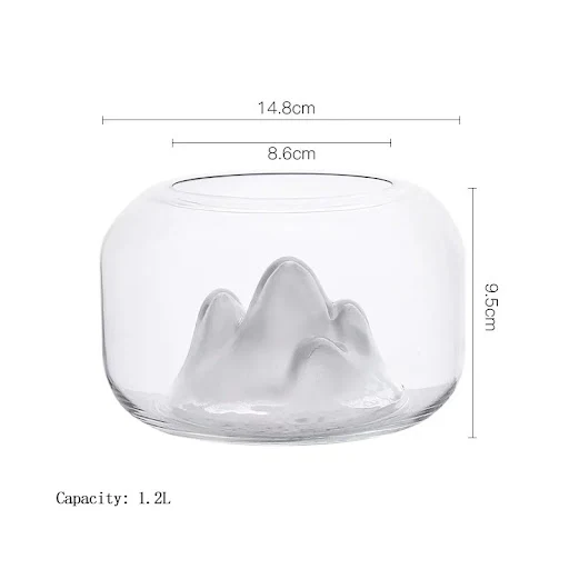Thickened Glass Fish Aquariums With Snow Mountain Lamps Mini Fishbowl Small Terrarium Tanks Bowl SAquatic Decorate Pet S — photo 2