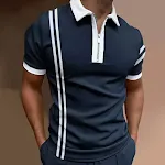 Camisa polo masculina casual com estampa digital de manga curta, modelagem slim, ideal para um visual moderno e confortável, estilo europeu e americano. — foto 21