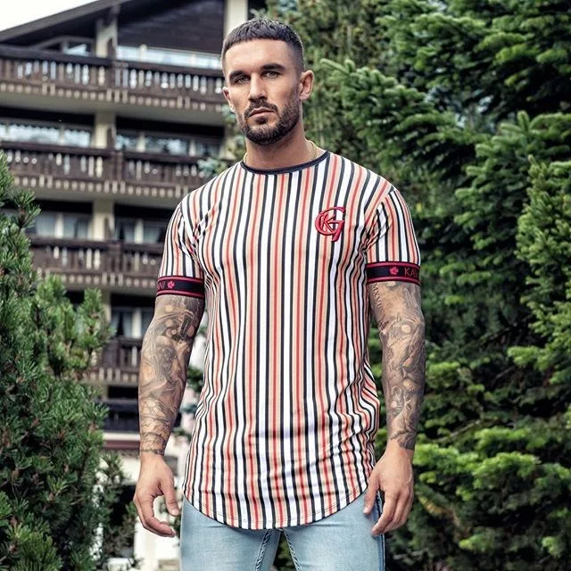 Title 2, Camiseta esportiva casual listrada de secagem r...